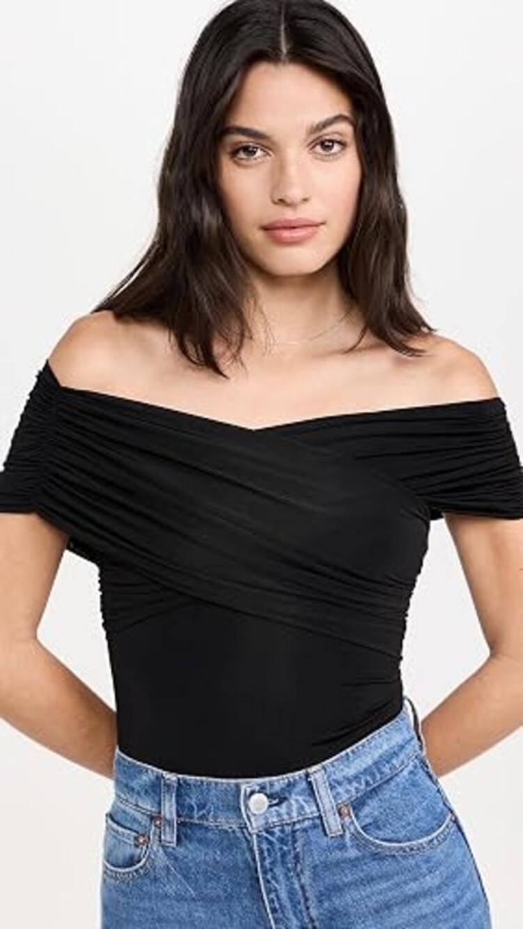 Alice + Olivia Arverne Convertible Crossover Thong Bodysuit Black Women Size XS